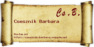 Csesznik Barbara névjegykártya